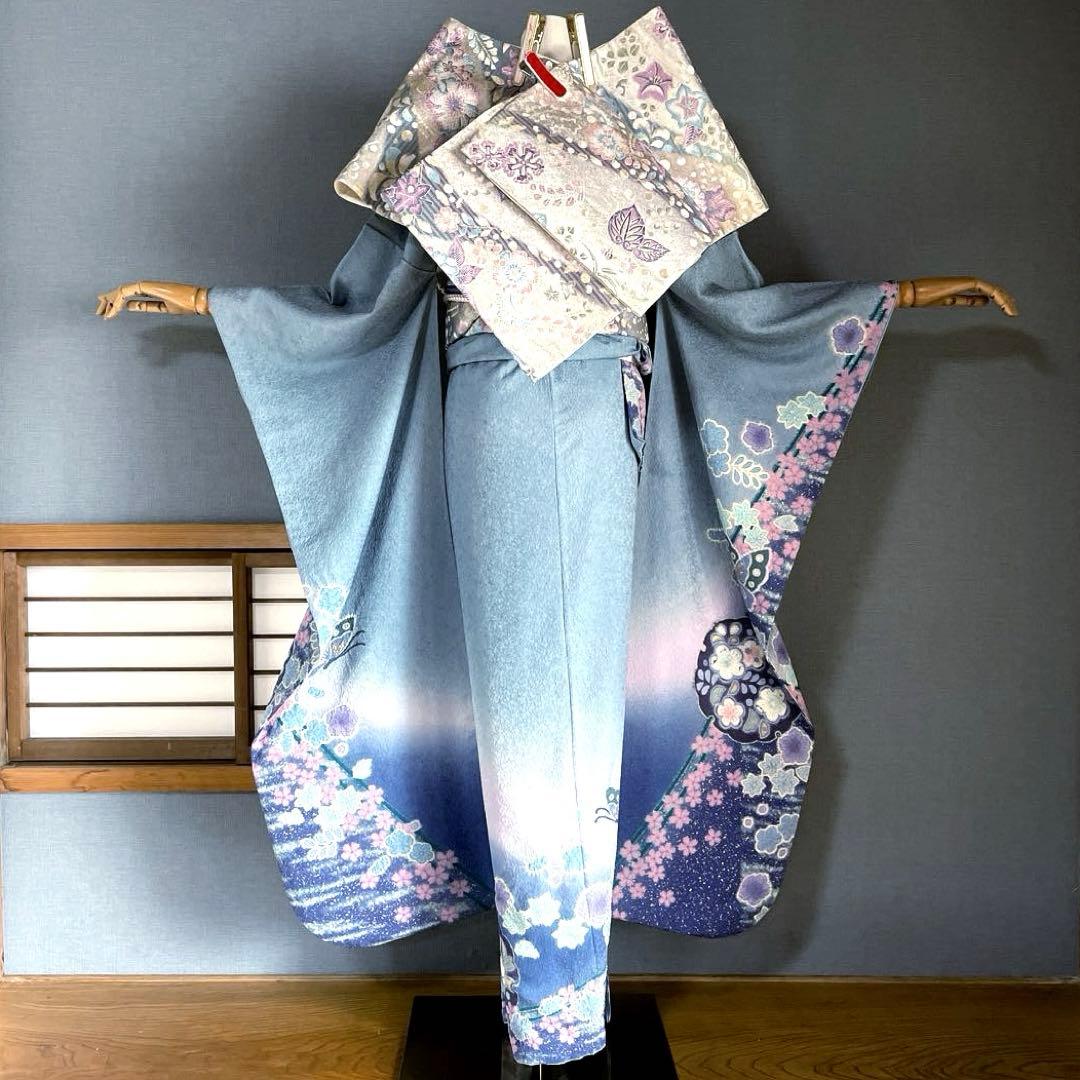 振袖フルセット　高身長　辻ヶ花柄　手描き友禅　成人式振袖　振袖　裄丈70