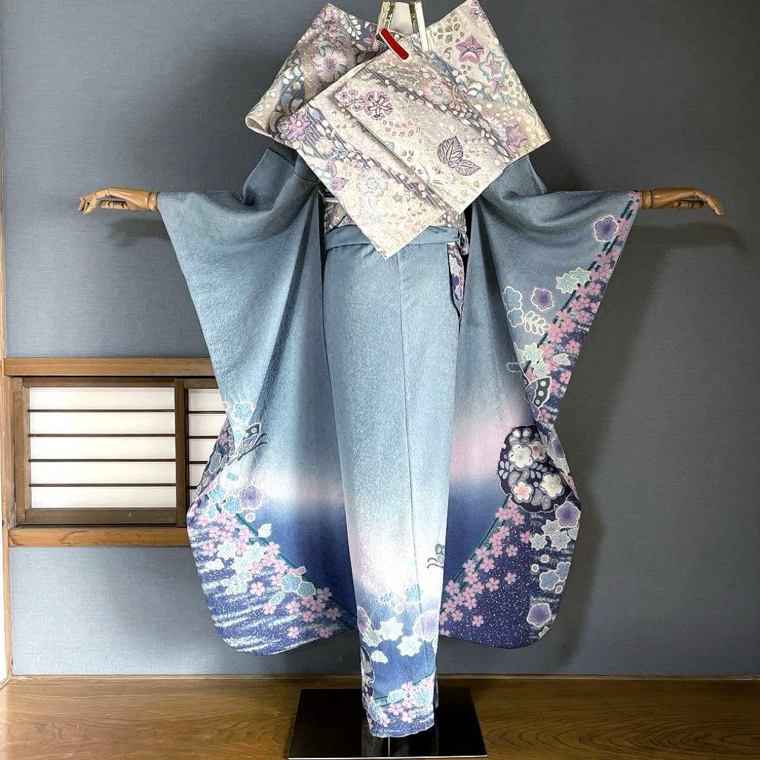 振袖フルセット　高身長　辻ヶ花柄　手描き友禅　成人式振袖　振袖　裄丈70