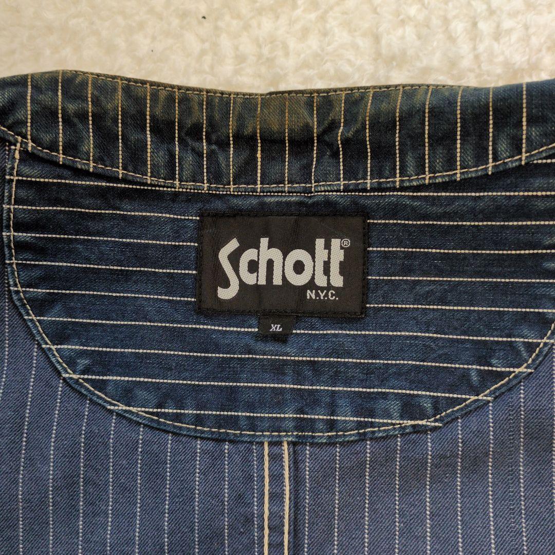 schott ショット ヒッコリー デニム ベスト XLサイズ インディゴ
