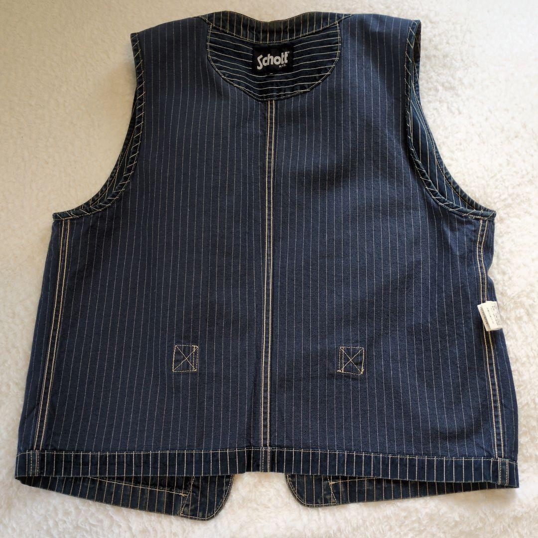 schott ショット ヒッコリー デニム ベスト XLサイズ インディゴ