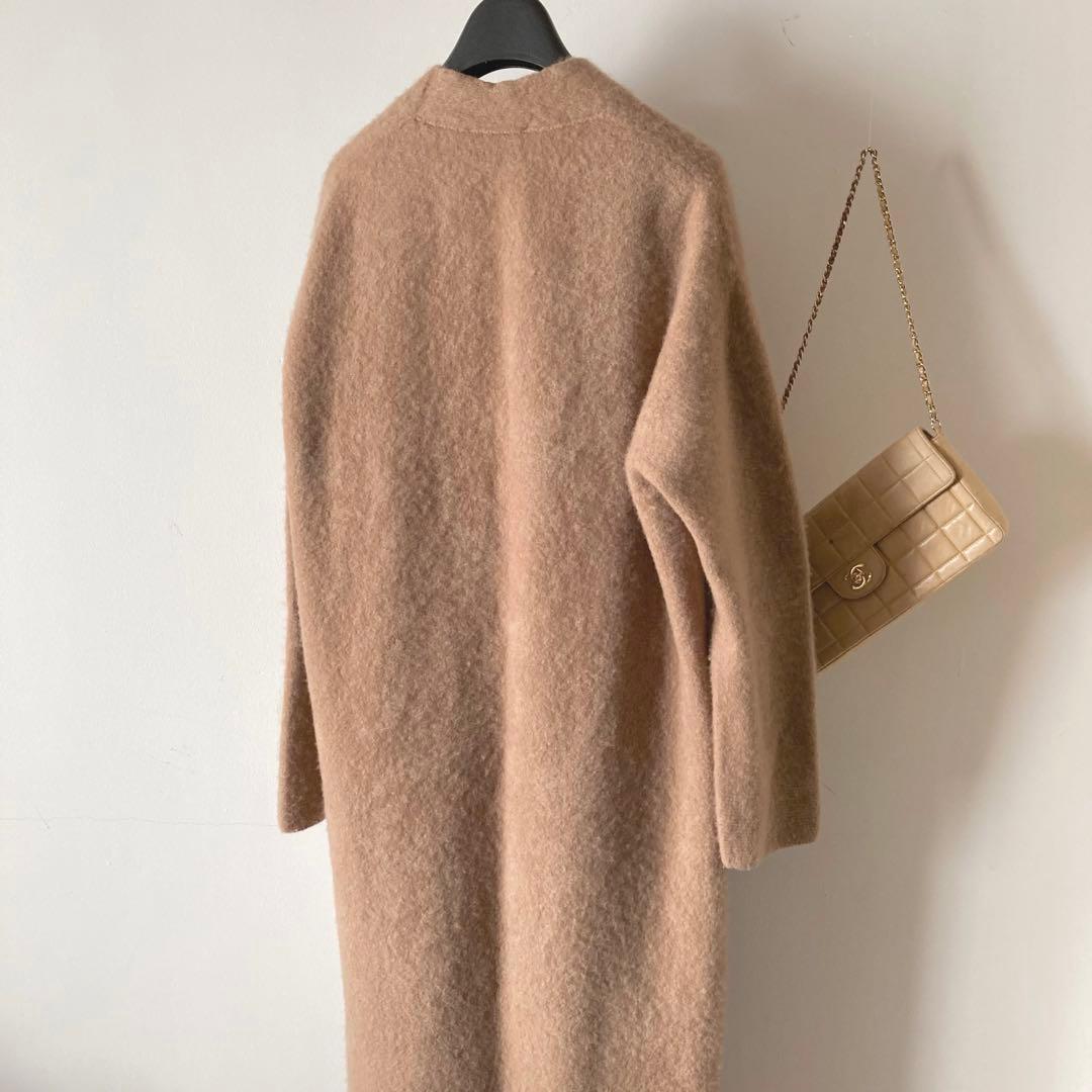 ATON＊ふわふわファーカシミヤ100％ガウンニットカーディガン 6万＊キャメル