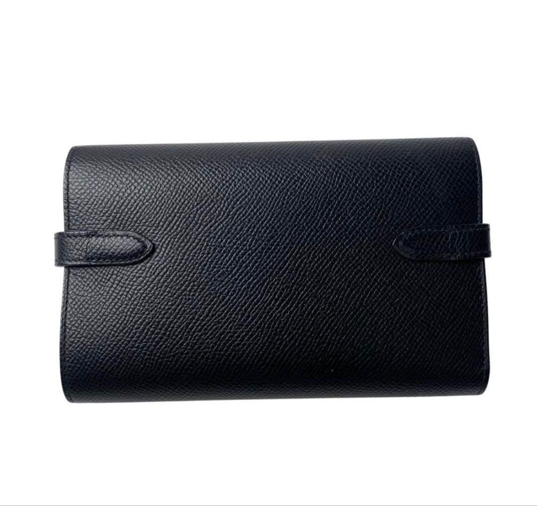 美品HERMES ケリーウォレット ミディアム 黒 エプソン GD金具 D刻印