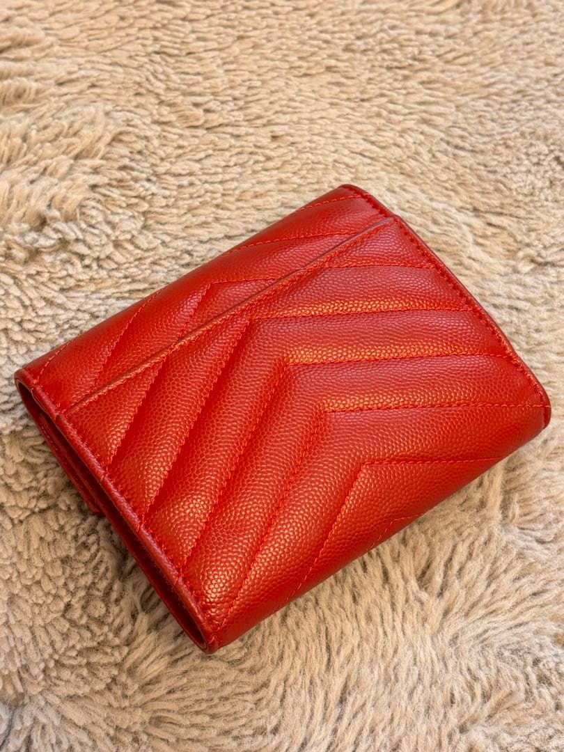 YSL イブサンローラン　レッド　三つ折り財布