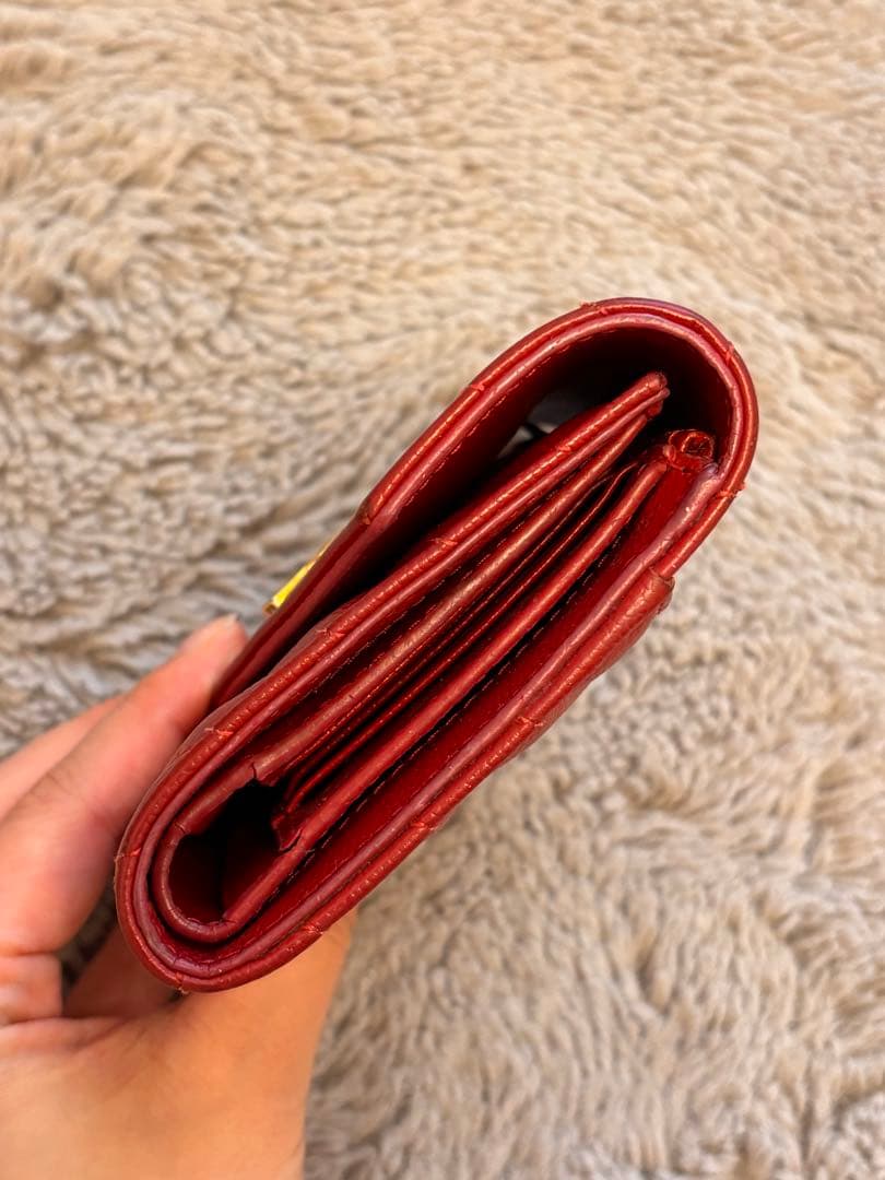 YSL イブサンローラン　レッド　三つ折り財布
