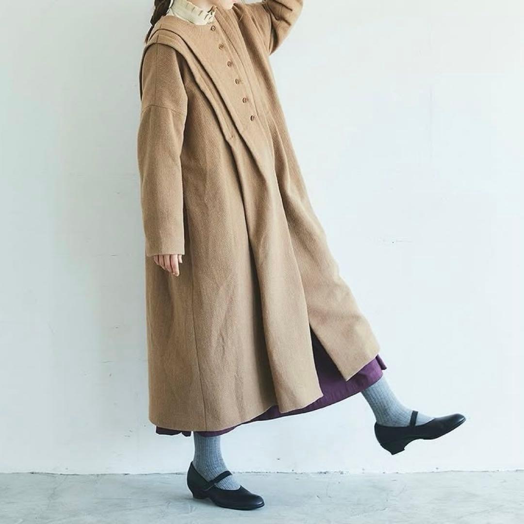 MAGALI(マガリ)＊メランジウールノーカラータックコート