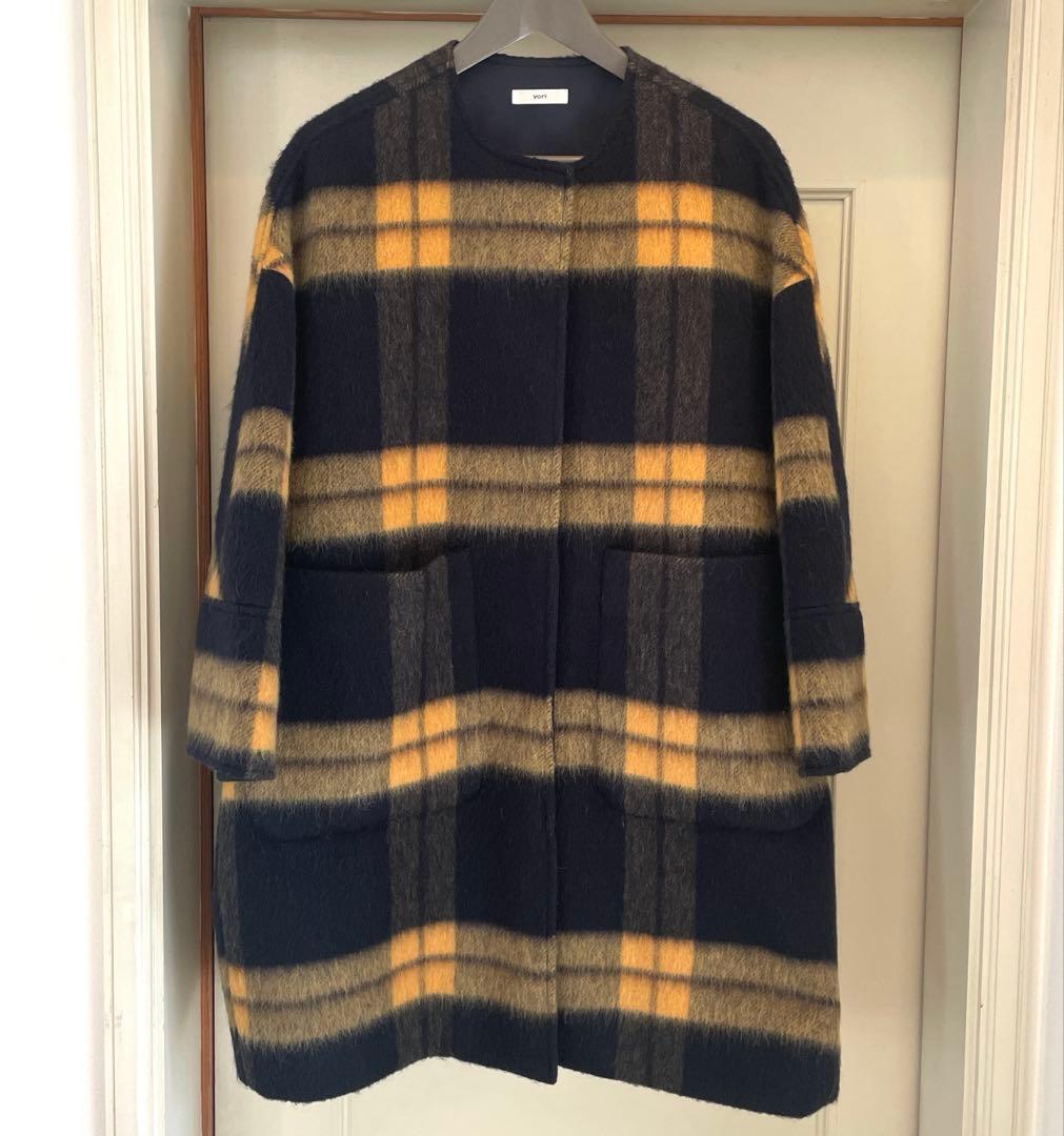 yori シャギーチェックコート