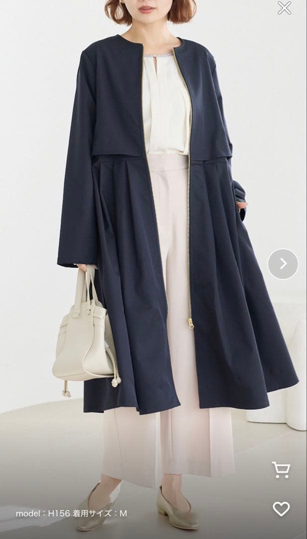 ラビアンジェ LAVEANGE タックプリーツノーカラーコート スプリングコート