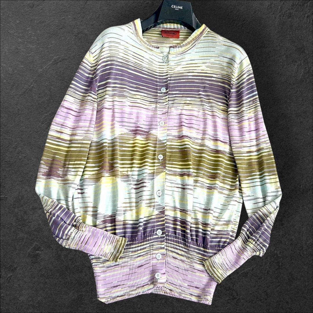 極美❤️ MISSONI 最高級　オレンジタグ シルク　サマーニットカーディガン
