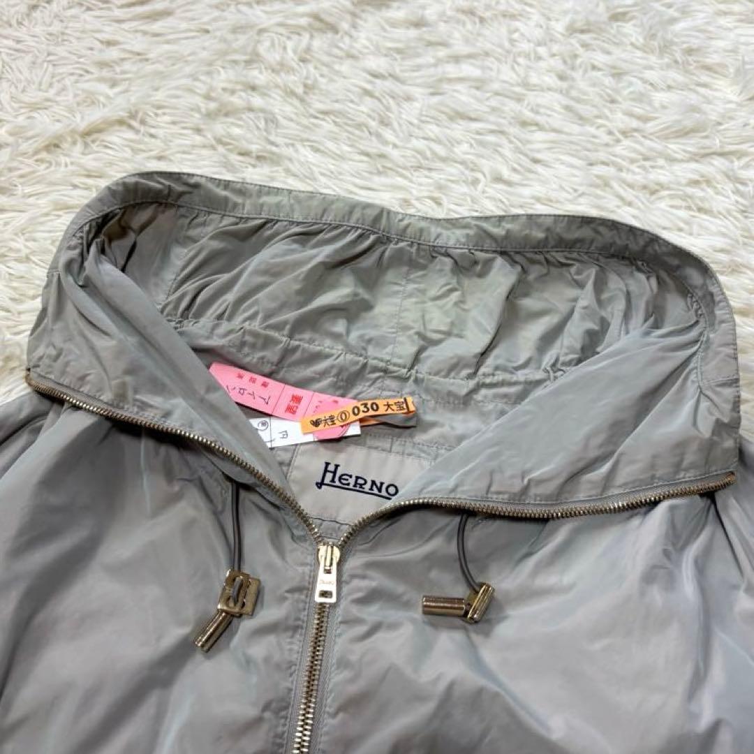 【HERNO】ヘルノ ジャンバー ブルゾン ロング グレー 薄手 ナイロン 訳有