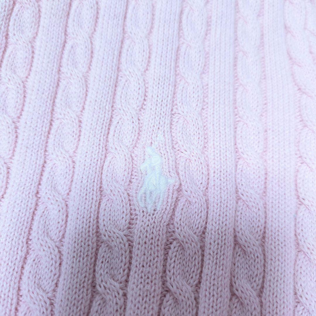 【美品】POLO RALPH LAUREN ピンク カーディガンケーブル　ニット