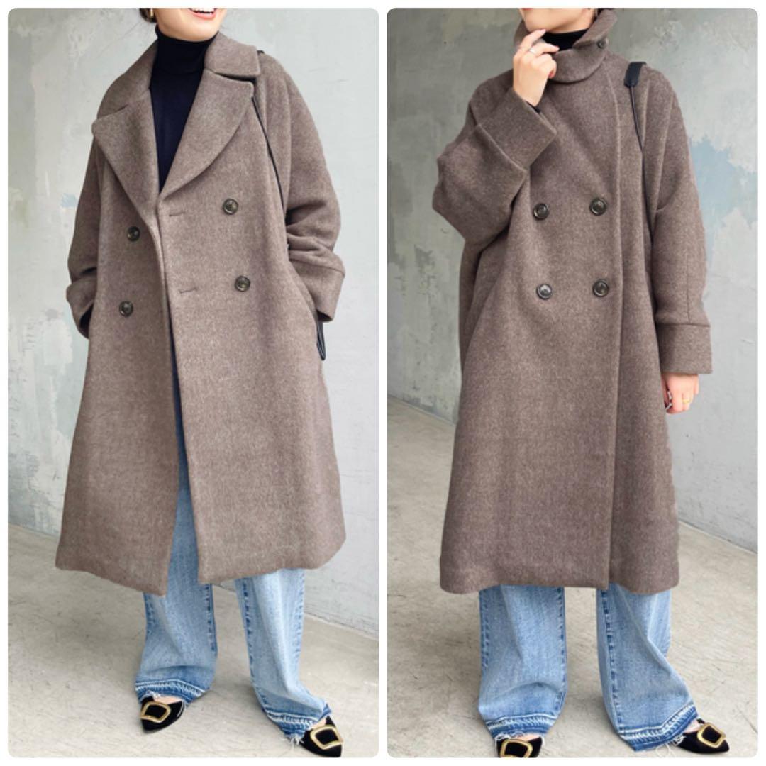 極美品✨️23AW　定価6.8万　ティッカ　ラムウール　テントコート　モカ