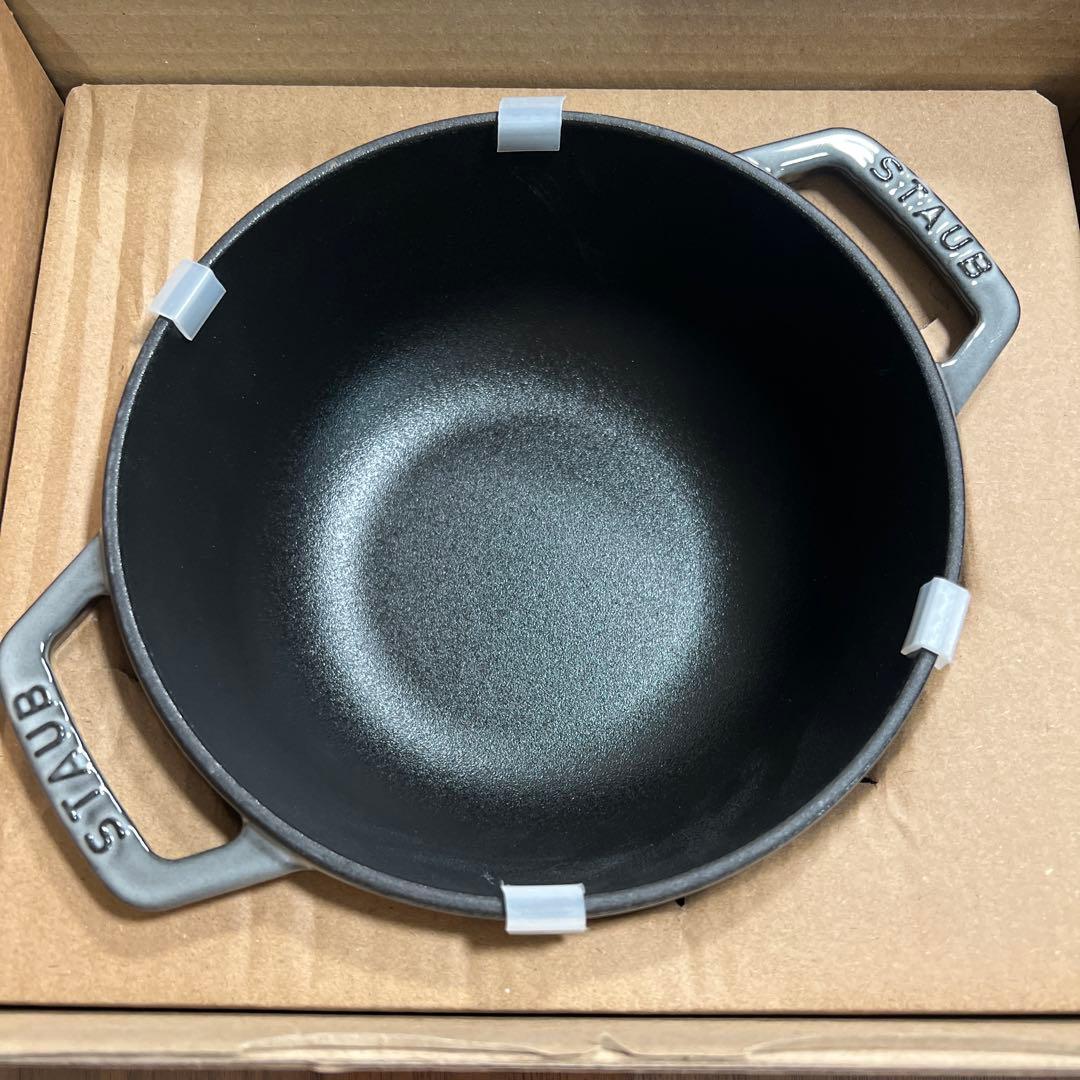 【新品】STAUB ストウブ Wa-NABE M グレー 両手鍋 18㎝