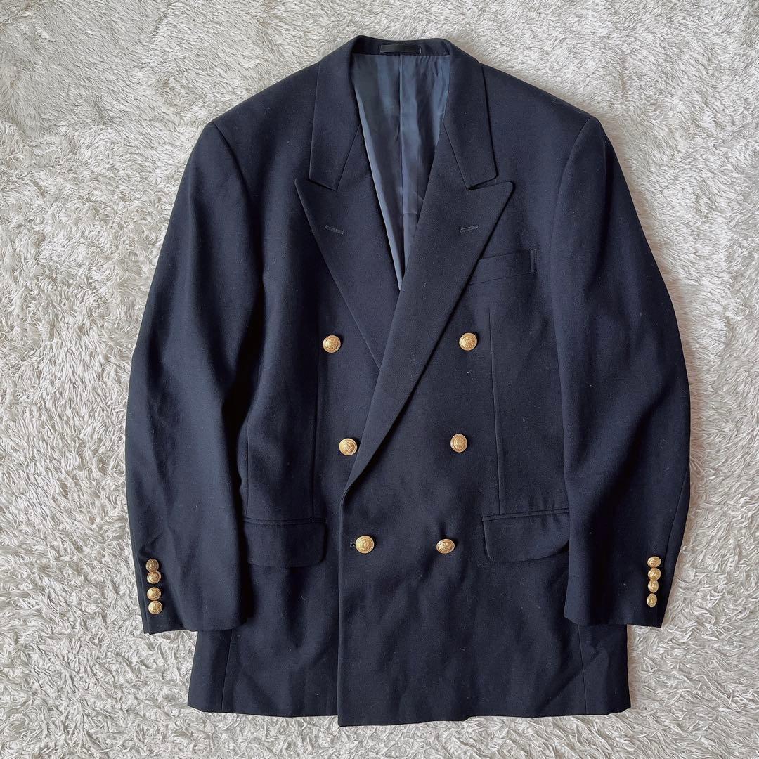 Bill Blass ビルブラス 紺ブレ 金ボタン ダブルジャケット ウール
