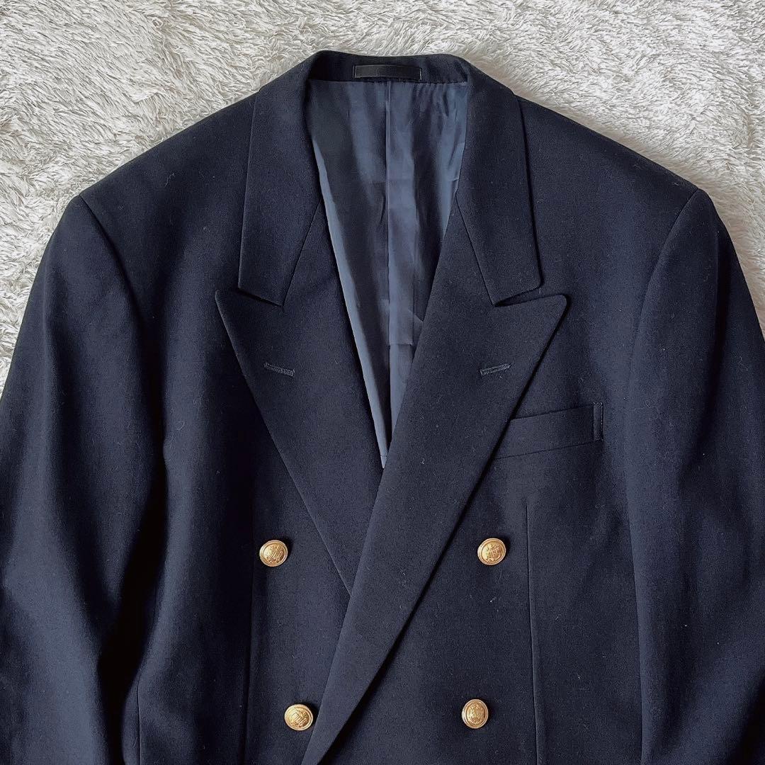 Bill Blass ビルブラス 紺ブレ 金ボタン ダブルジャケット ウール