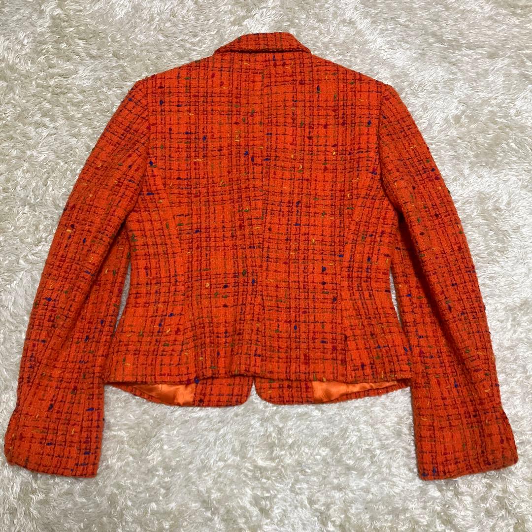 【希少】VERSACE ツイード テーラードジャケット 40 オレンジ