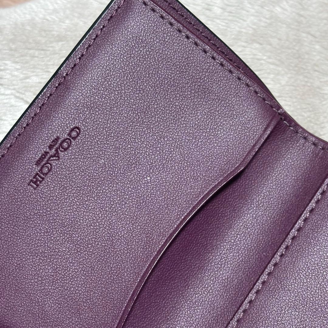 コーチ COACH 三つ折り財布 レザー ウォレット・リベット ディープベリー