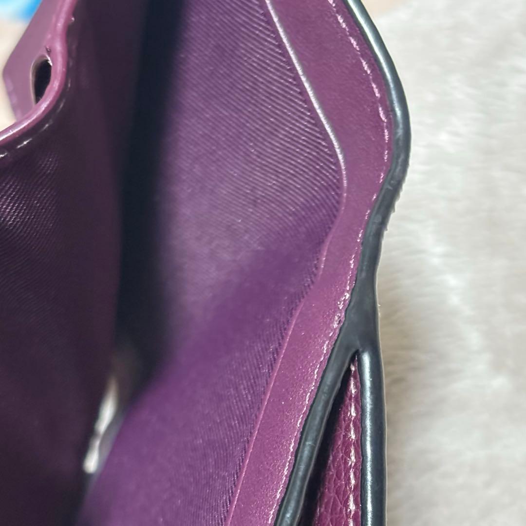 コーチ COACH 三つ折り財布 レザー ウォレット・リベット ディープベリー