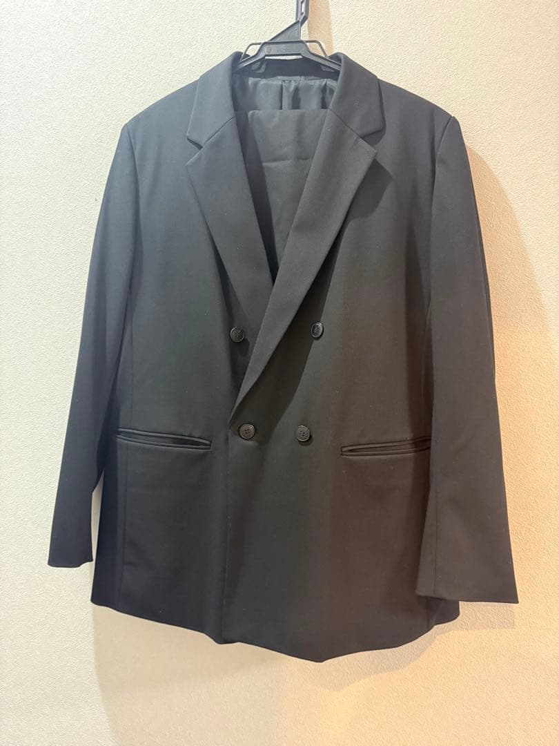 ユニクロ ダブルジャケト タックワイドパンツ セット BLACK XL