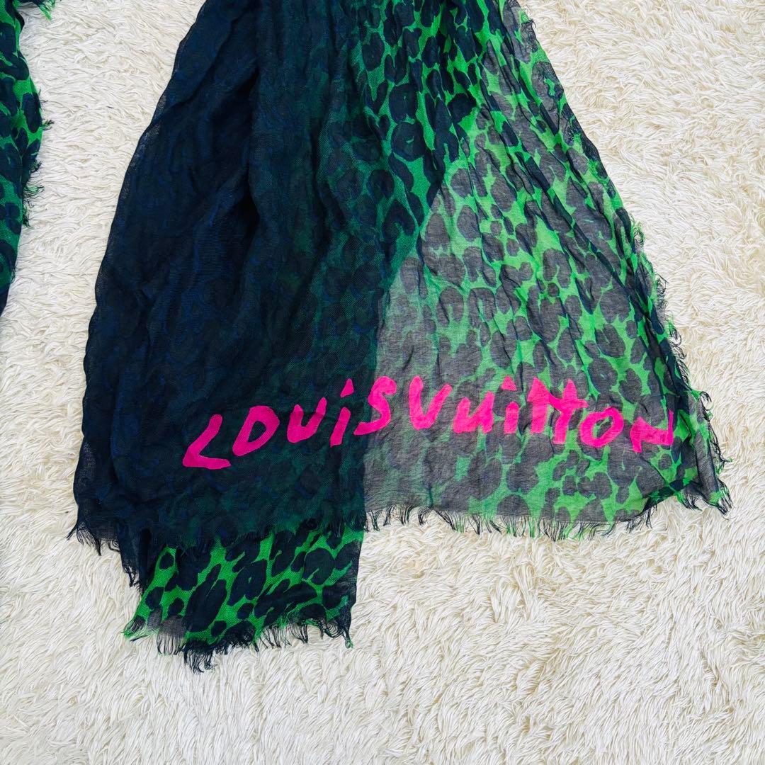 Louis Vuitton ヒョウ柄ストール　グラデーション　カシミア　シルク