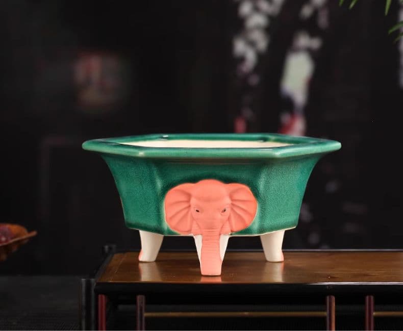 宜興紫砂 色絵浮彫鉢 紫砂鉢 盆栽鉢 植木鉢 小品盆栽鉢 大品盆栽鉢