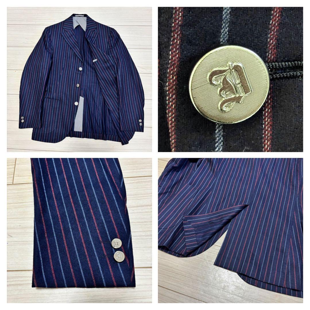 美品 ドレステリア カシミヤ混 銀ボタン モッズ マルチストライプ ジャケット