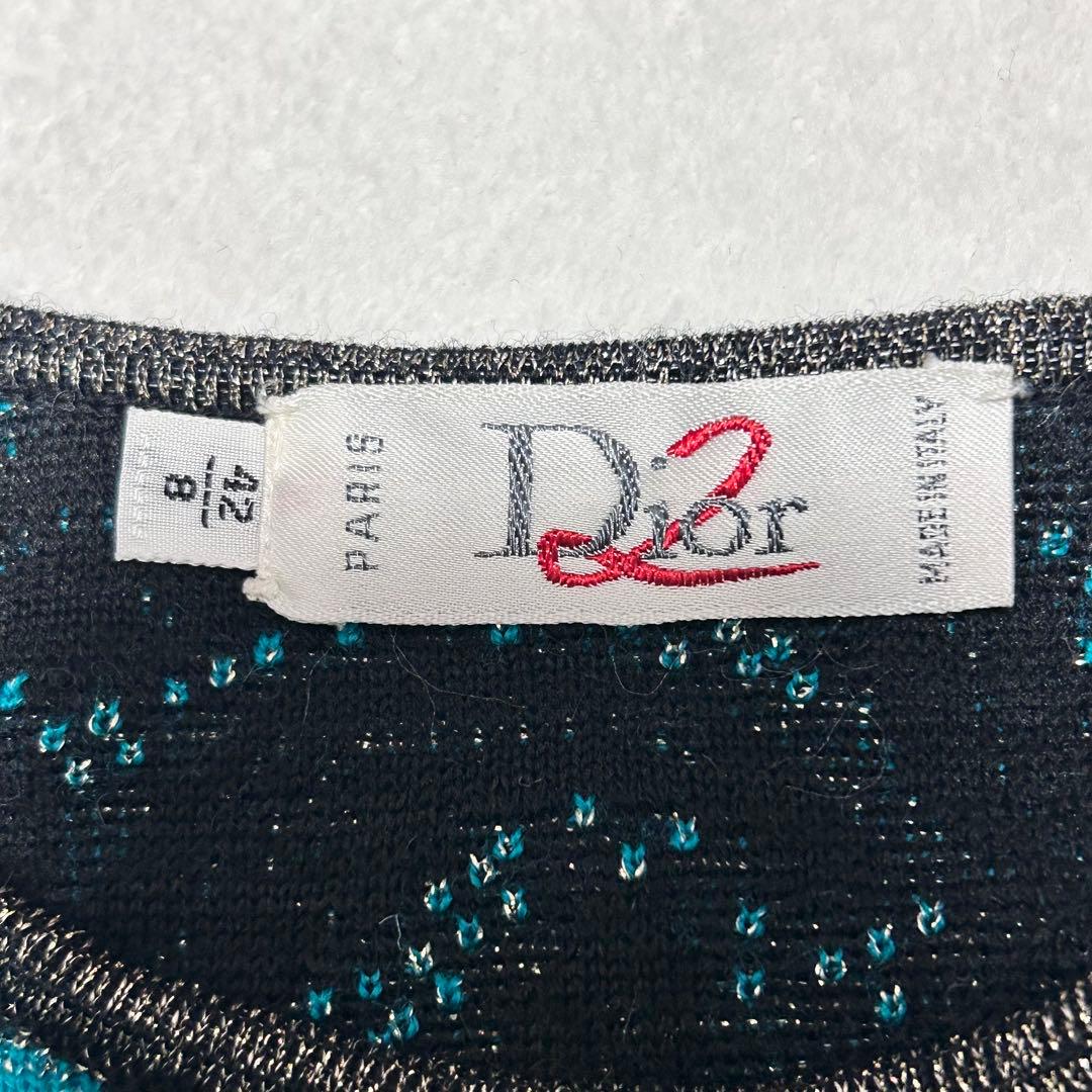 クリスチャン ディオール リーフ柄 ジャガード ワンピース M フリル Dior