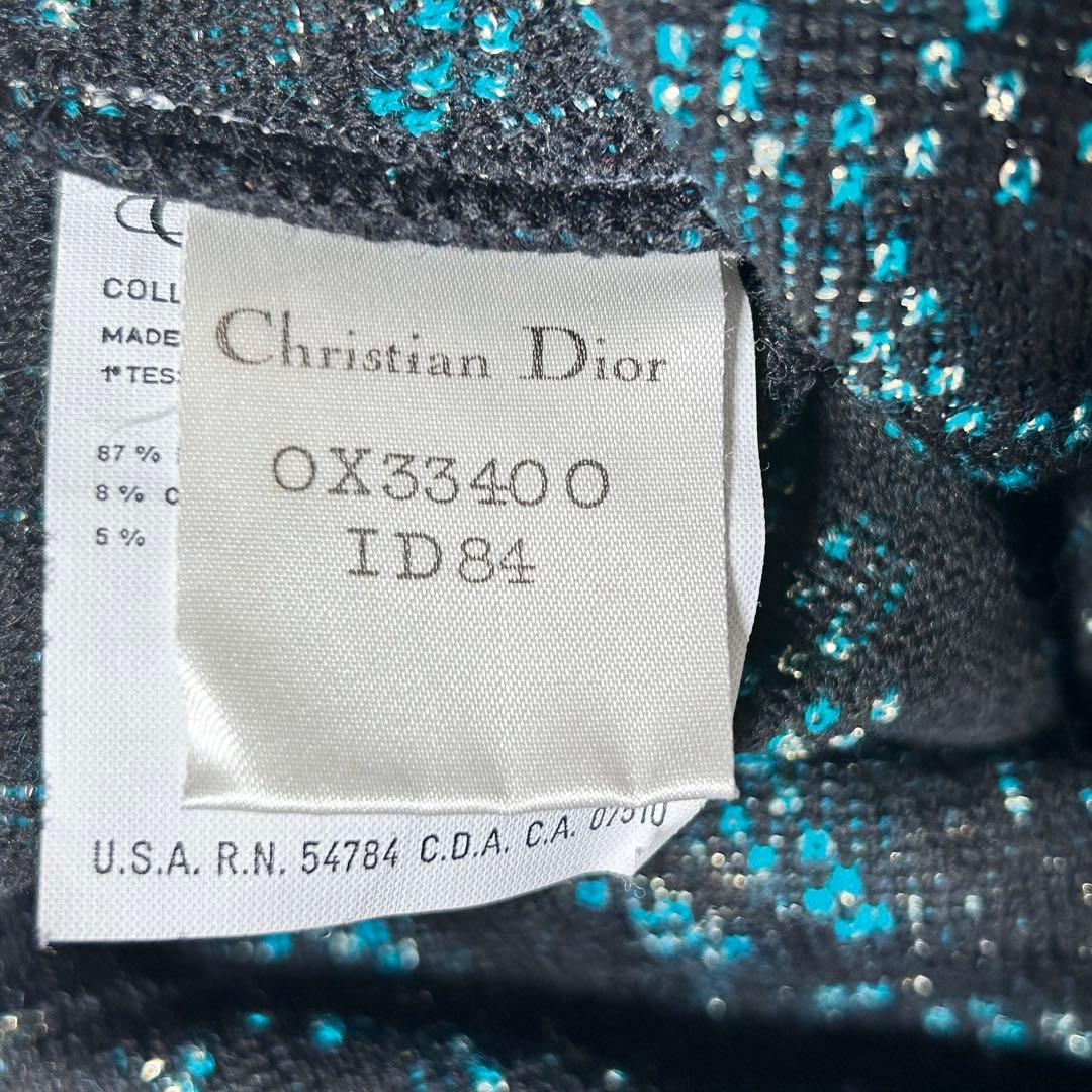 クリスチャン ディオール リーフ柄 ジャガード ワンピース M フリル Dior