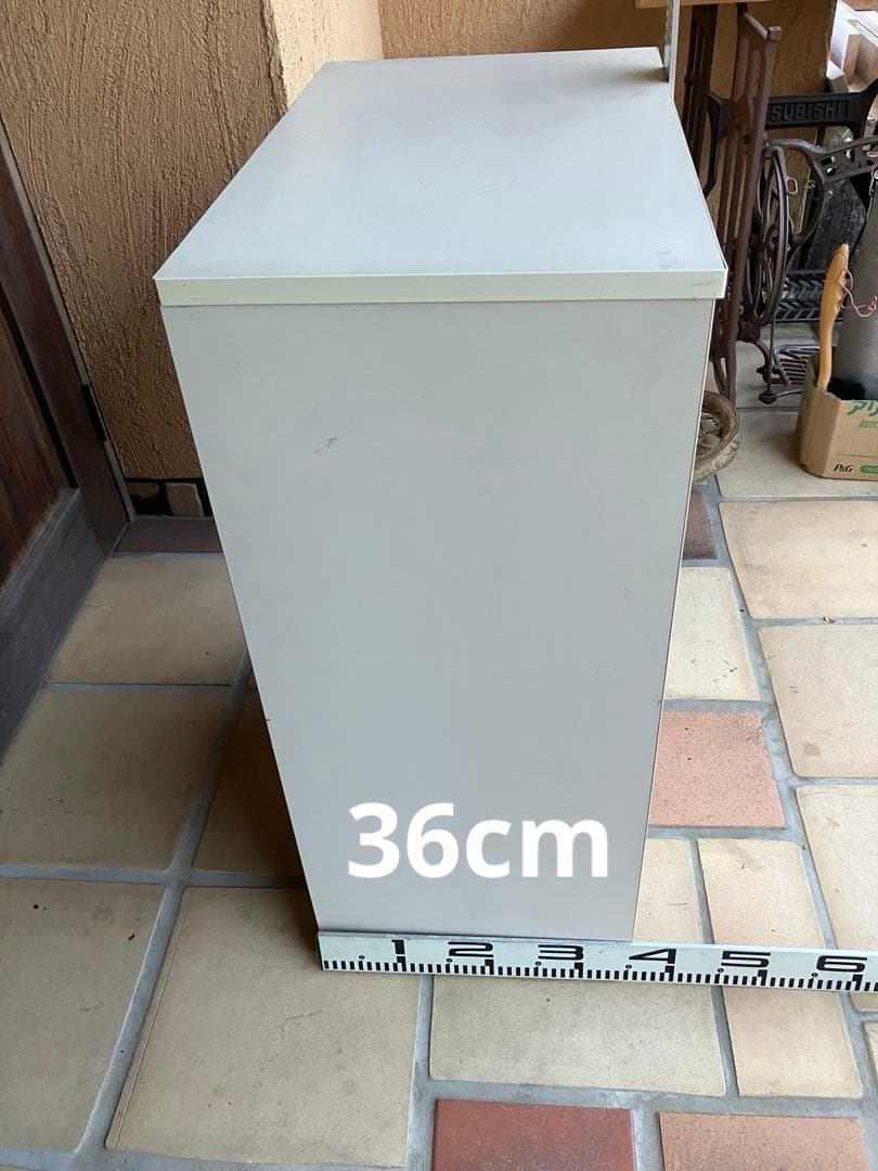 ホワイト 木製 5段チェスト 昭和レトロ レトロポップ 中古品