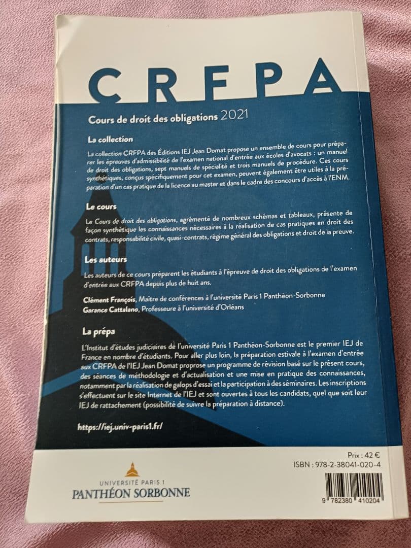 Cours de droit des obligations 2021仏語
