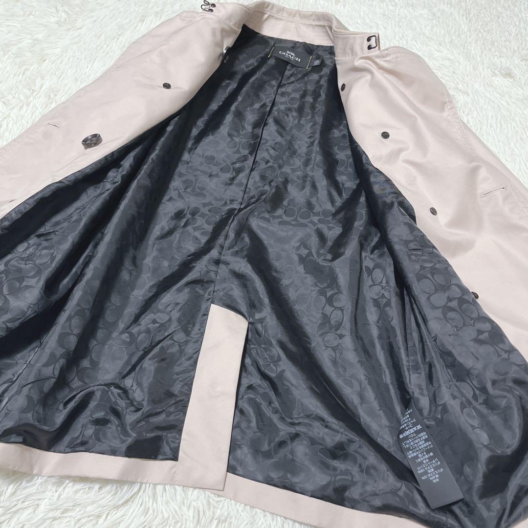 COACH トレンチコート　総柄　薄ピンク