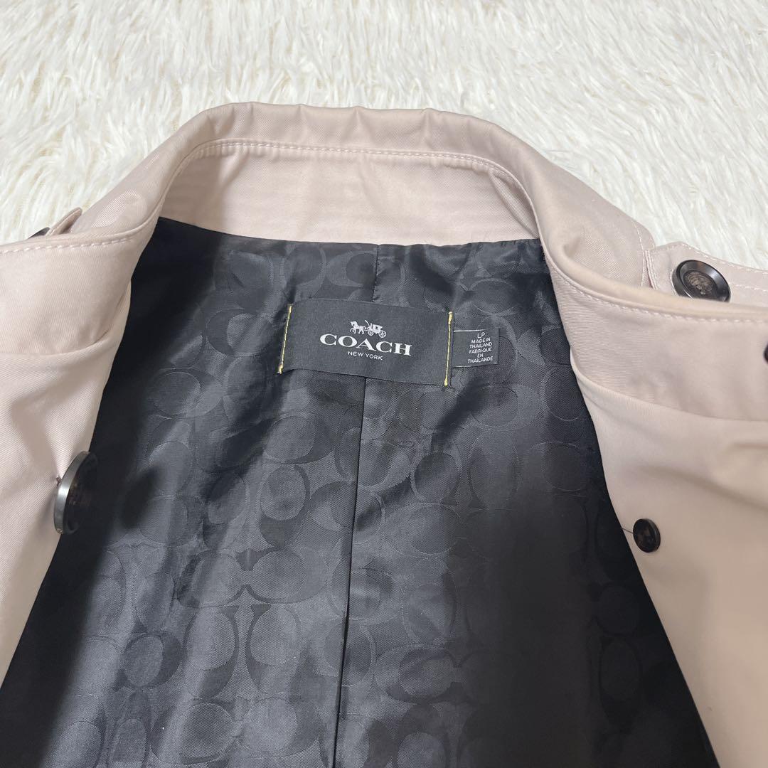COACH トレンチコート　総柄　薄ピンク