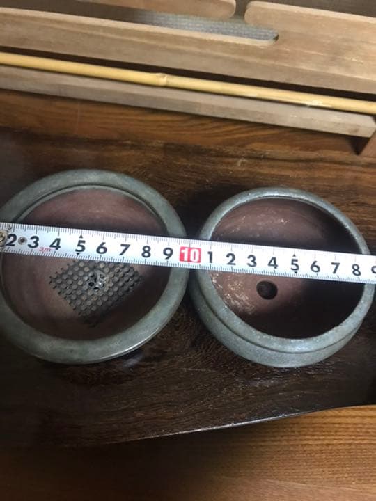 盆栽鉢　時代ミニ盆栽鉢古色名工池上美豊丸鉢2個山野草サボテン多肉植物貫入鉢胴帯鉢
