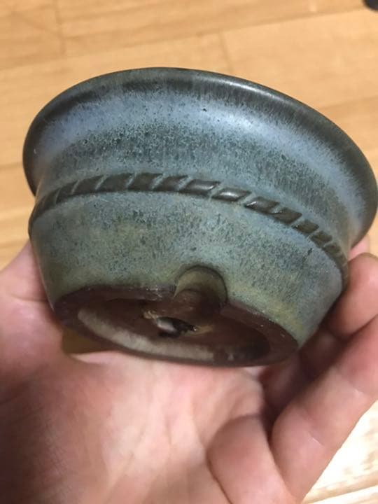 盆栽鉢　時代ミニ盆栽鉢古色名工池上美豊丸鉢2個山野草サボテン多肉植物貫入鉢胴帯鉢