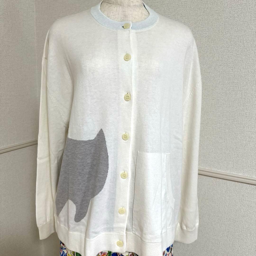 新品未使用タグ付　ワコールツモリチサトコットンカシミヤねこちゃんカーディガンM