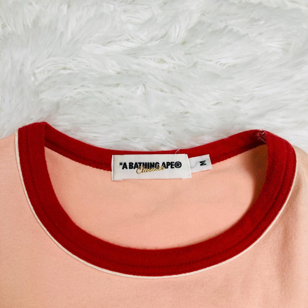 アベイシングエイプ M Tシャツ エイプヘッド ビッグロゴ ピンク[6420]