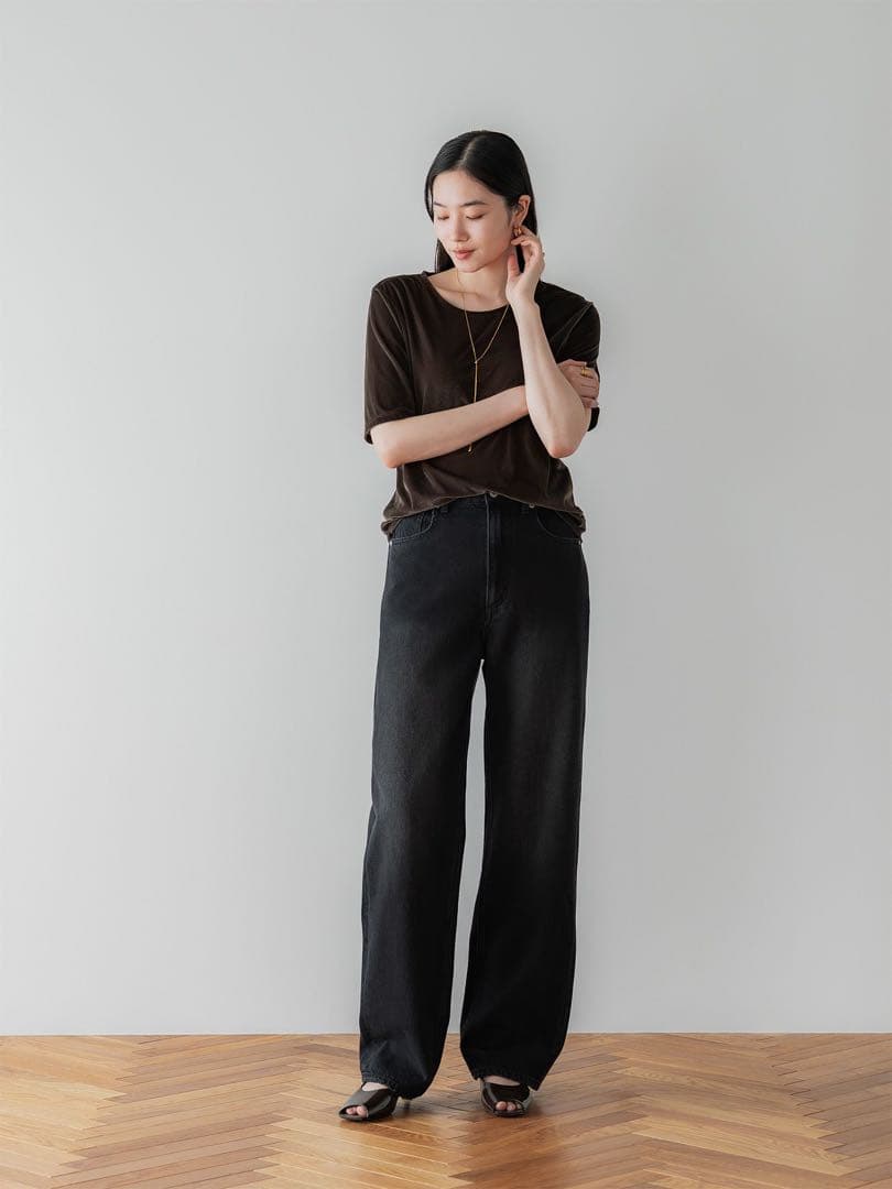 crewreアジャスタブルIラインデニムパンツブラックデニムパンツ 3Tall