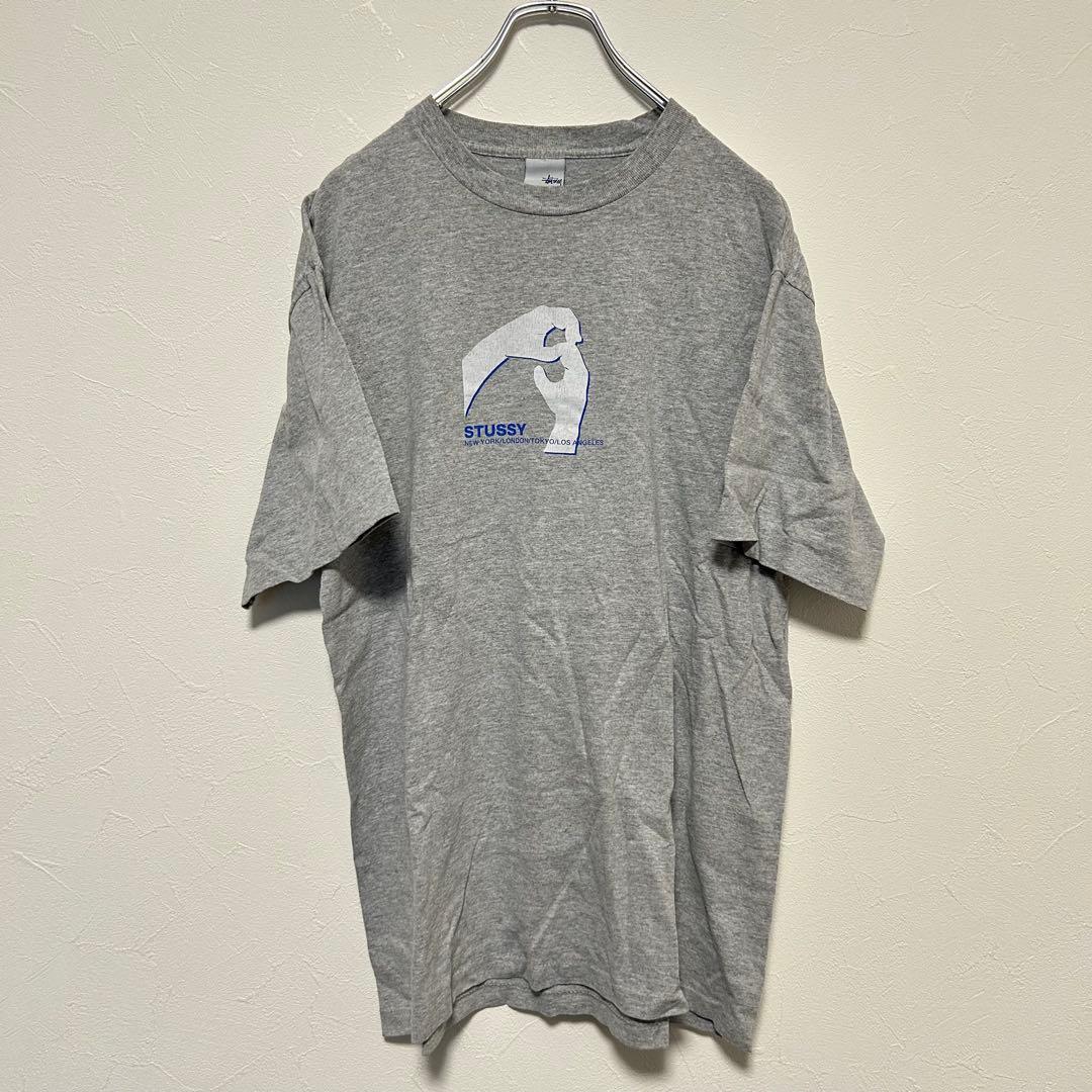 STUSSY グレー　ハンドSロゴ　Tシャツ