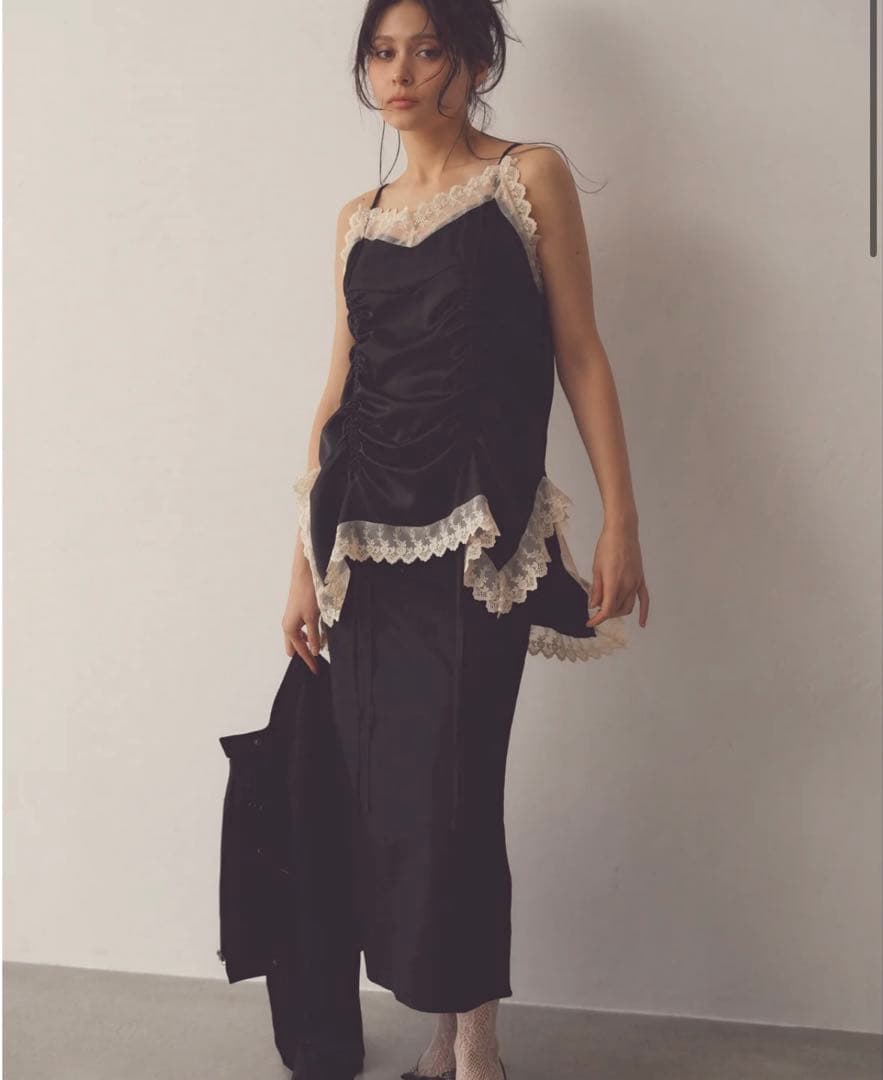 PELLICULE satin gather mini op 黒