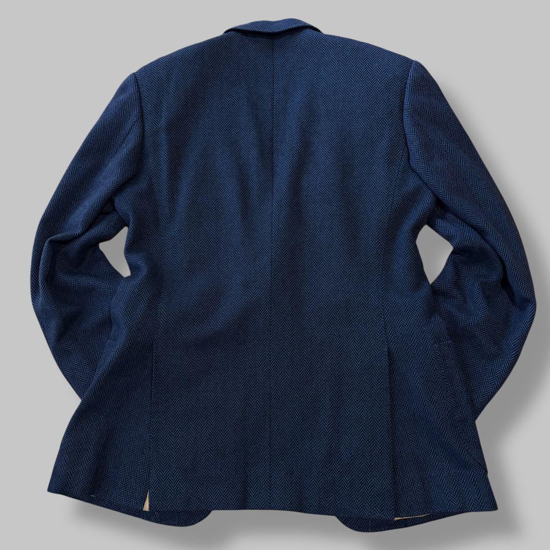 DORMEUIL テーラードジャケット 紺ブレ ヘリンボーン 派手裏地 馬