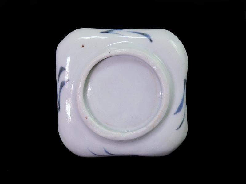 古伊万里　染付　壽の図　縁高四方皿　豆皿　E586AS-CRa