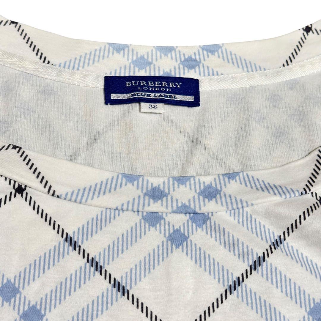 バーバリーブルーレーベル カットソー 半袖 Tシャツ 38 M ブルー 青