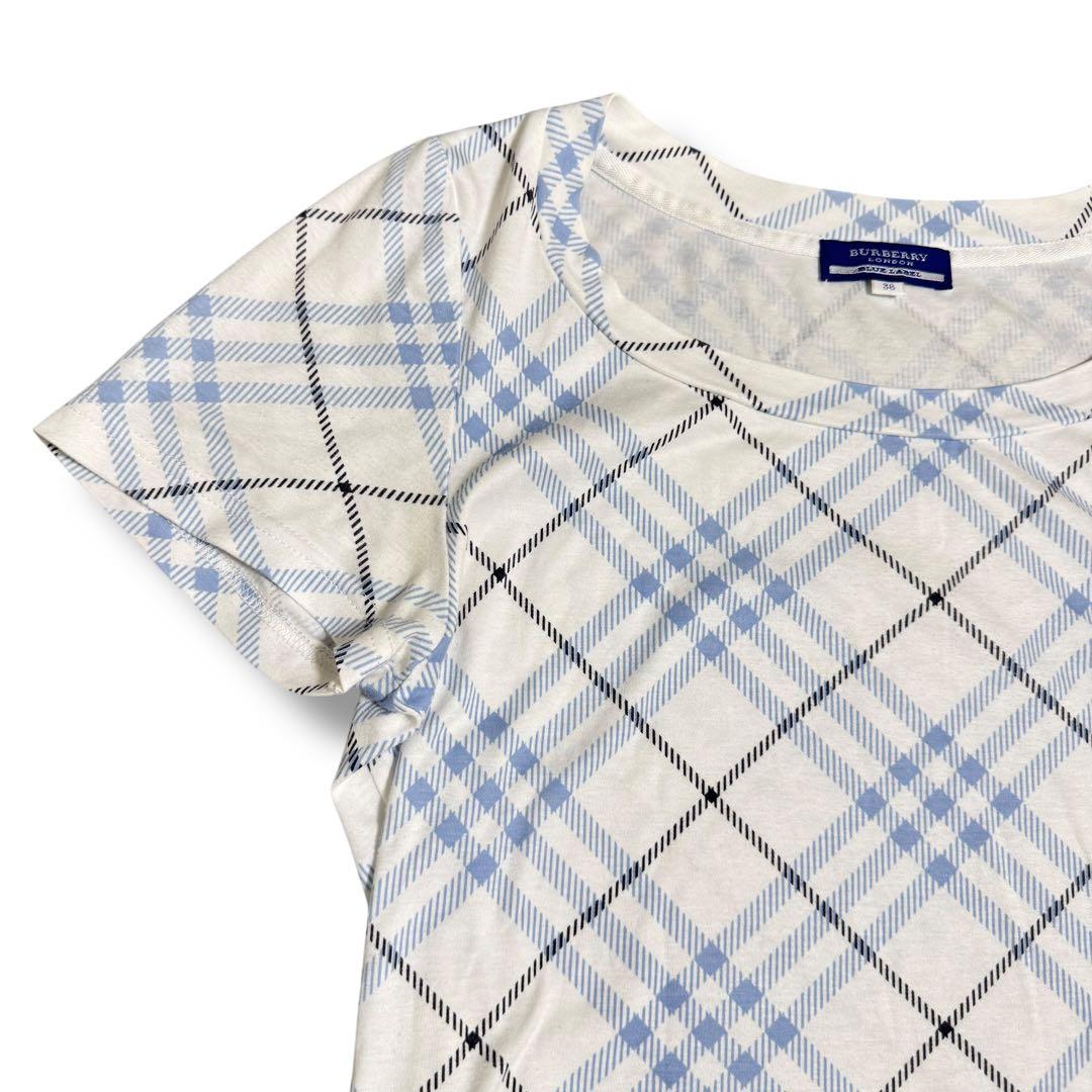 バーバリーブルーレーベル カットソー 半袖 Tシャツ 38 M ブルー 青