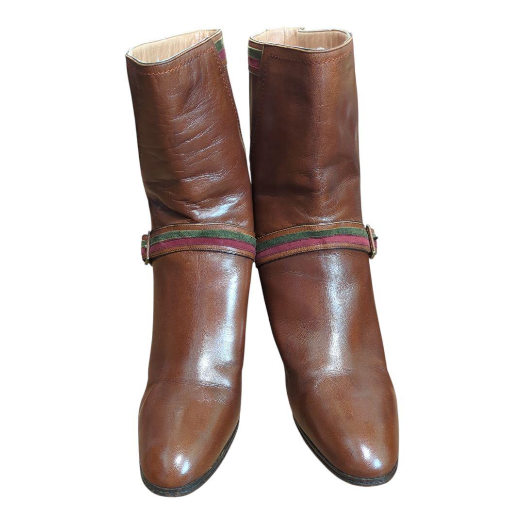 ​希少 GUCCI 本革ショートブーツ 37 4.5cmヒール 23.5cm