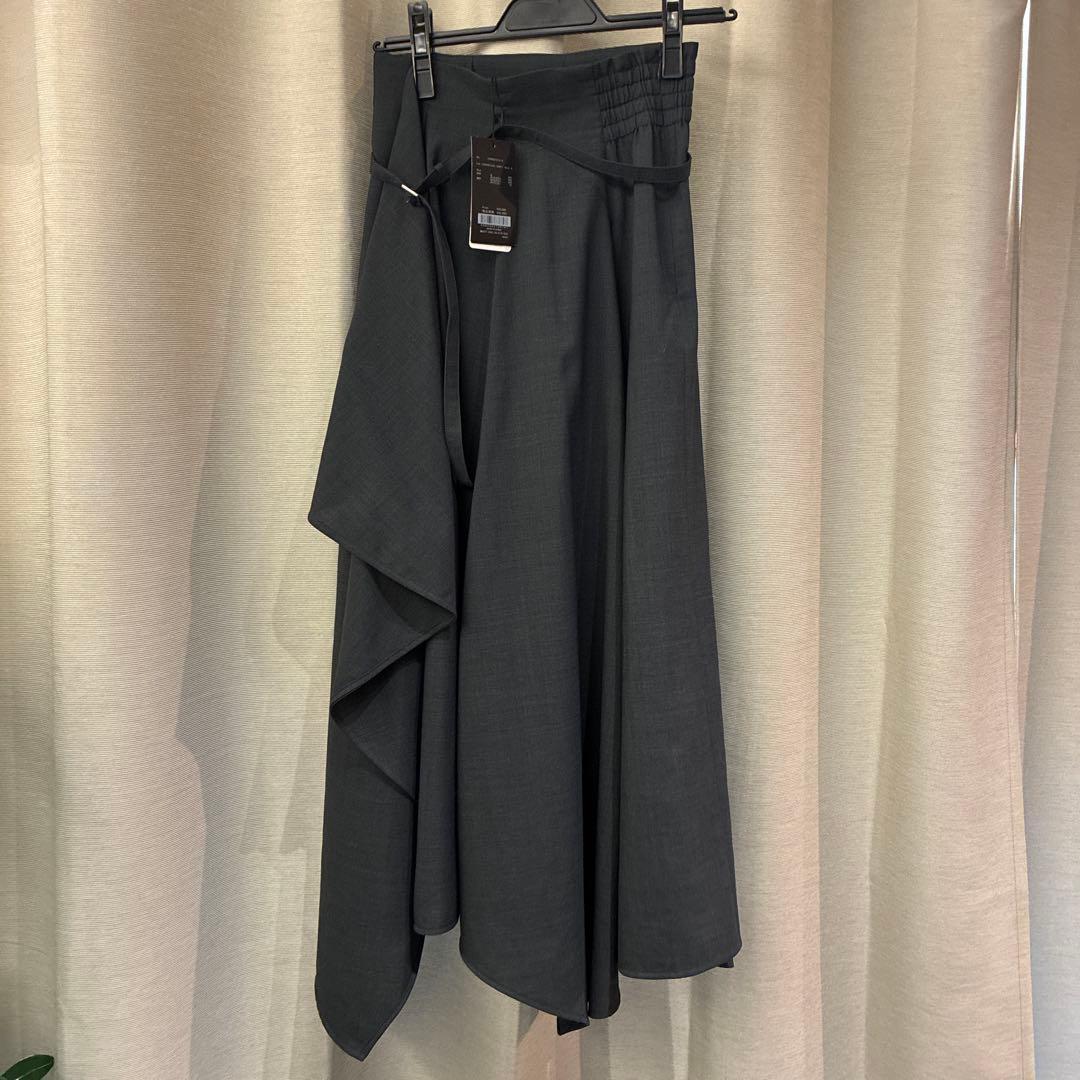anuans ウールブレンドイレヘムスカート　チャコールグレー　S