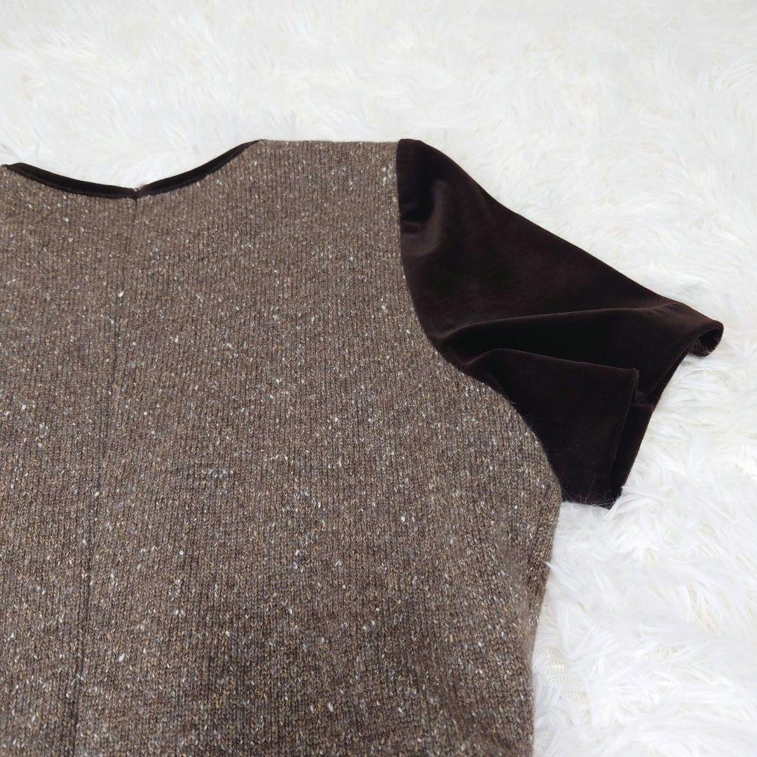 ★FOXEY BOUTIQUE★ カシミヤシルク切替ワンピース ブラウン 大きめ