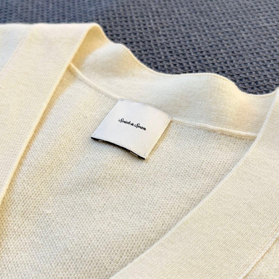 Spick&Span ダブルジャガード ビッグカーディガン オフホワイト