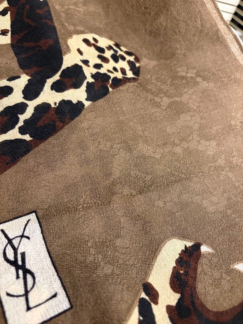 YSL ヒョウ柄 ウール シルクストール