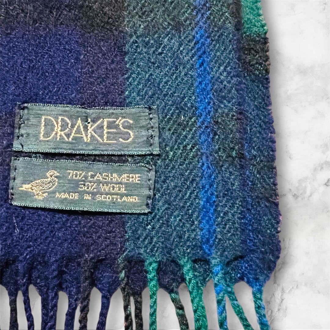 極美品⭐️ DRAKE'S タータンチェック マフラー　カシミヤ70ウール30