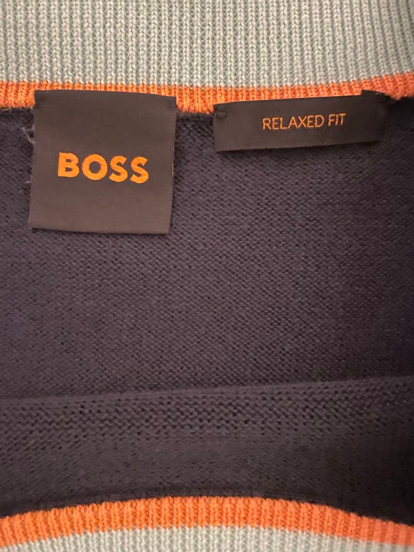 HUGO BOSS リラックスフィット 半袖ニット ネイビー XXL