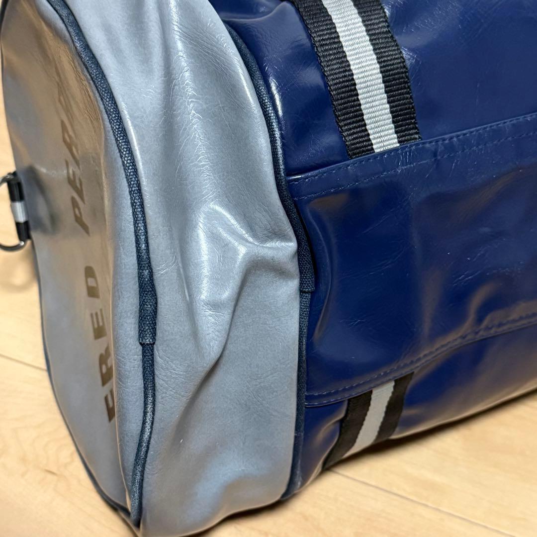 FRED PERRY 2way ドラムバッグ ボストン 大容量　ネイビー×グレー